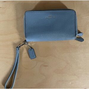 Coach baby blue wristlet wallet